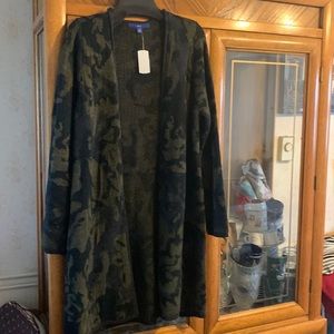 NWT Apt 9 Long Cardigan sweater green/black